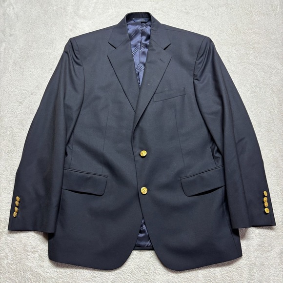 Brook Brothers 1818 Madison Loro Piana Blazer Men's 40S Gold Logo Buttons Wool